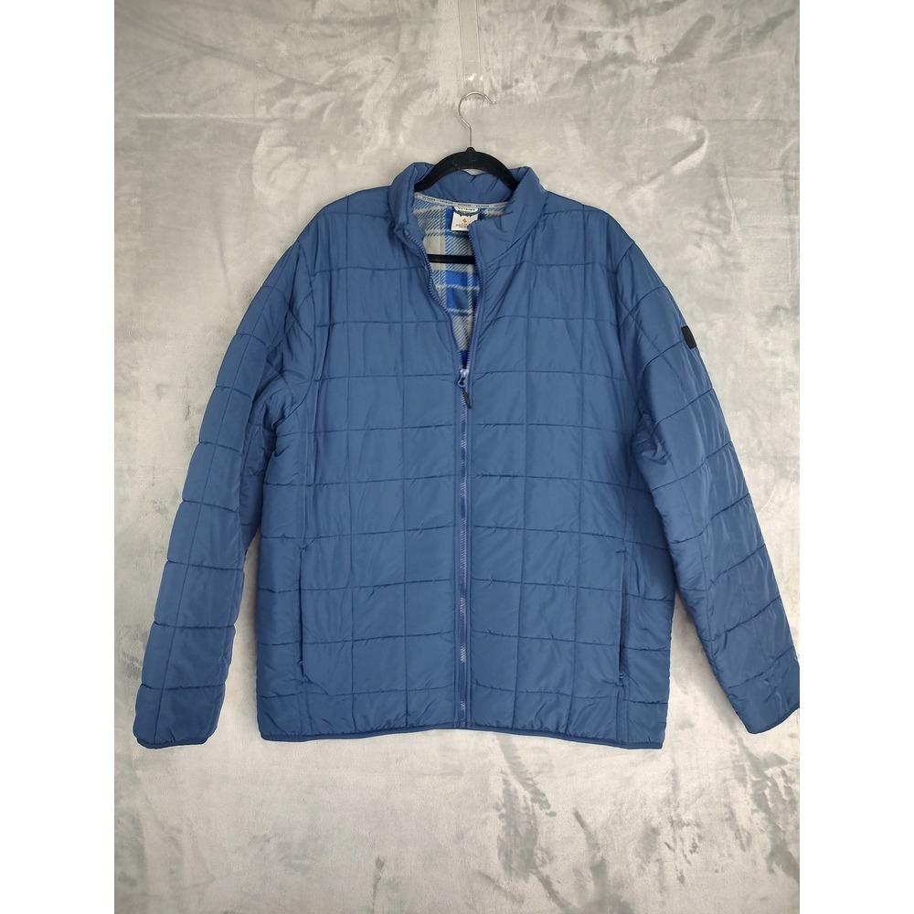 Voyager Mens XL Blue Quilted Puffer Jacket Flannel Lined Full Zip Coat